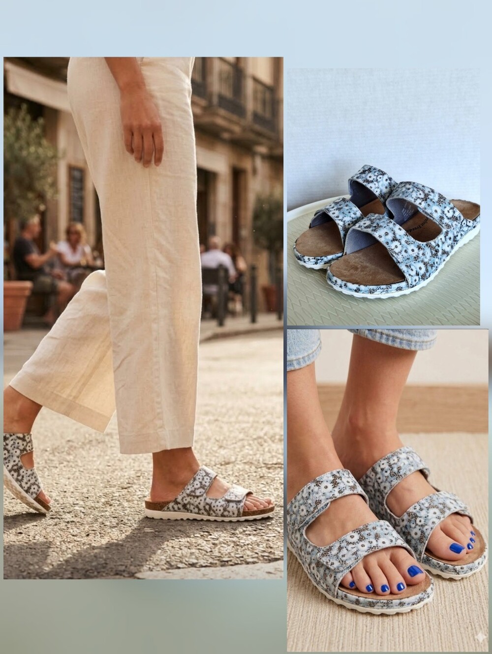 ❤️Barefoot Freedom Cruize Leather Floral Double-Strap Slide Sandals 🤍13WW